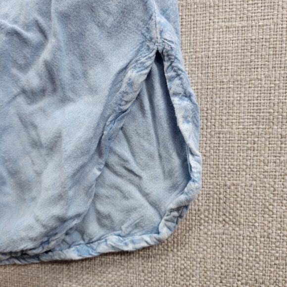 Style Envy Women Dress Size S Blue Chambray Off The Shoulder Floral Embroidered - Picture 9 of 9